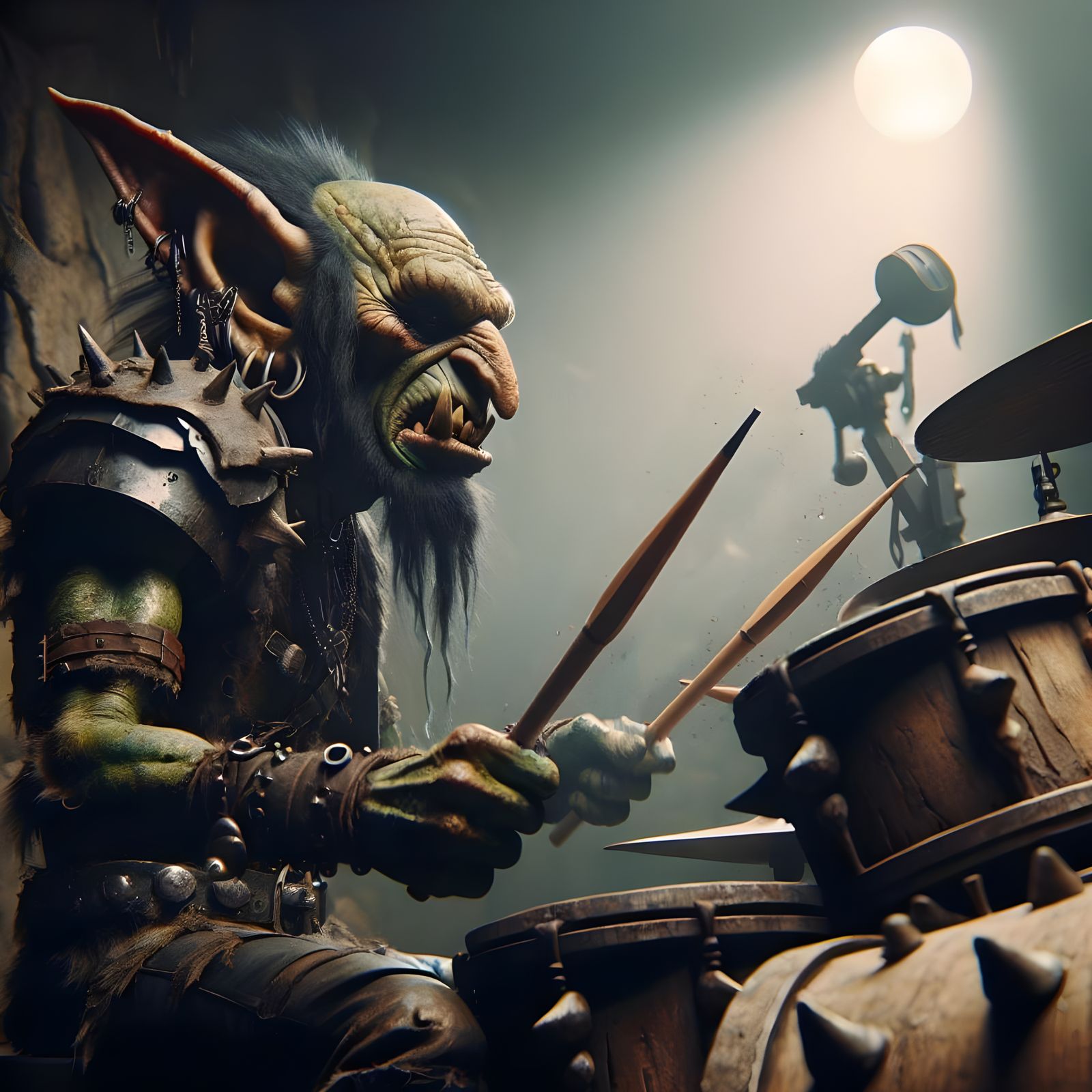Goblin Metal Drummer in 3D Digital Art Style