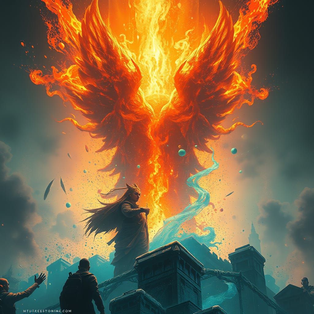 Dynamic Figure in Ornate Digital Art Style