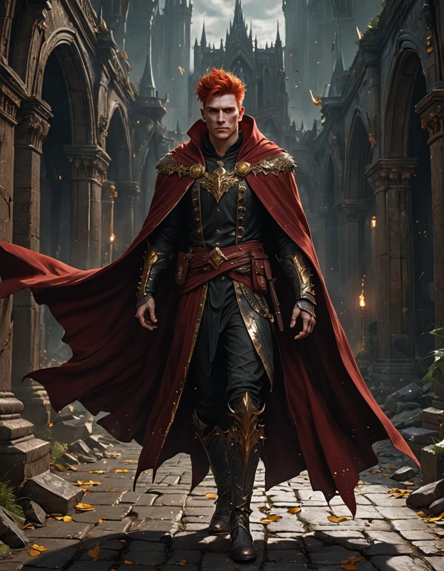 Red-Haired Youth in Dark Fantasy Portrait