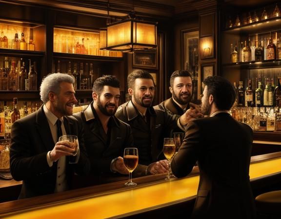 Men Celebrating at Night in Rembrandt Style