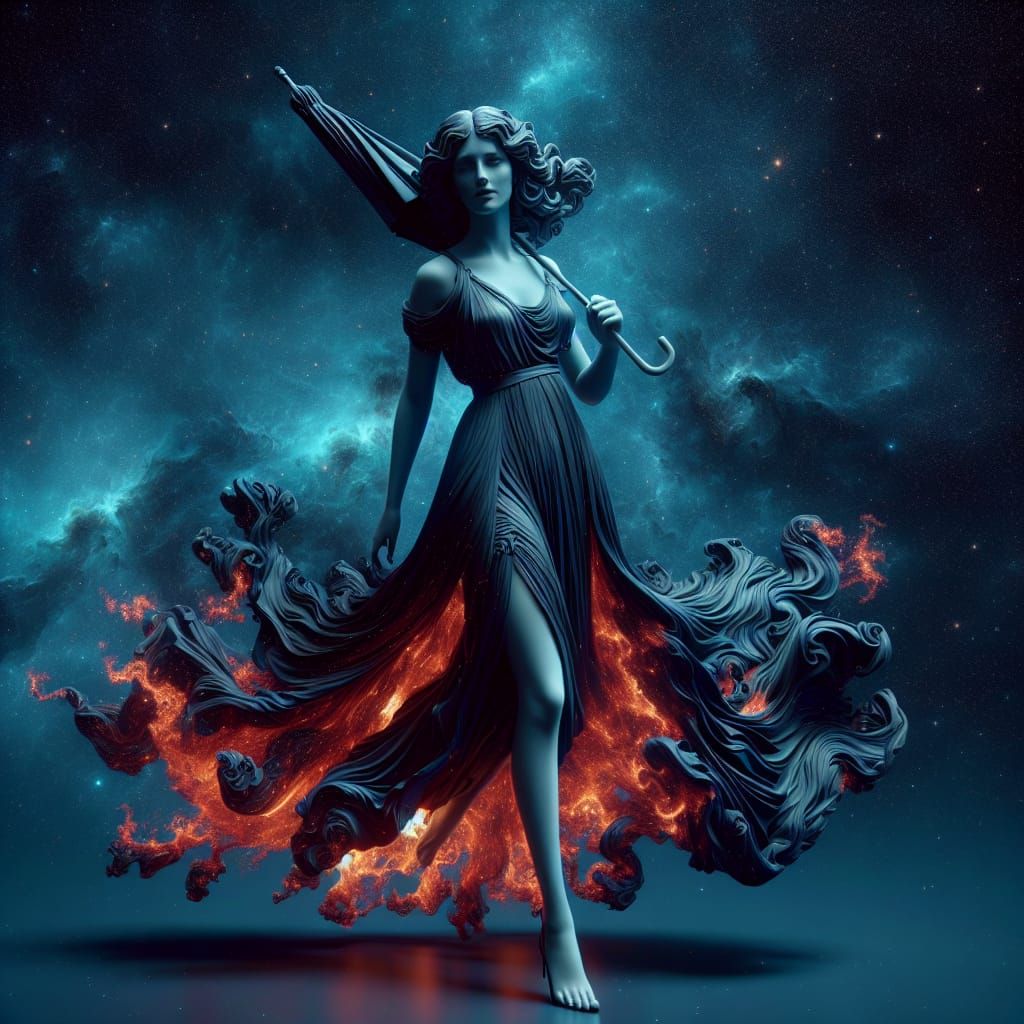 Magma Dress Woman in Cosmic Galaxy Art