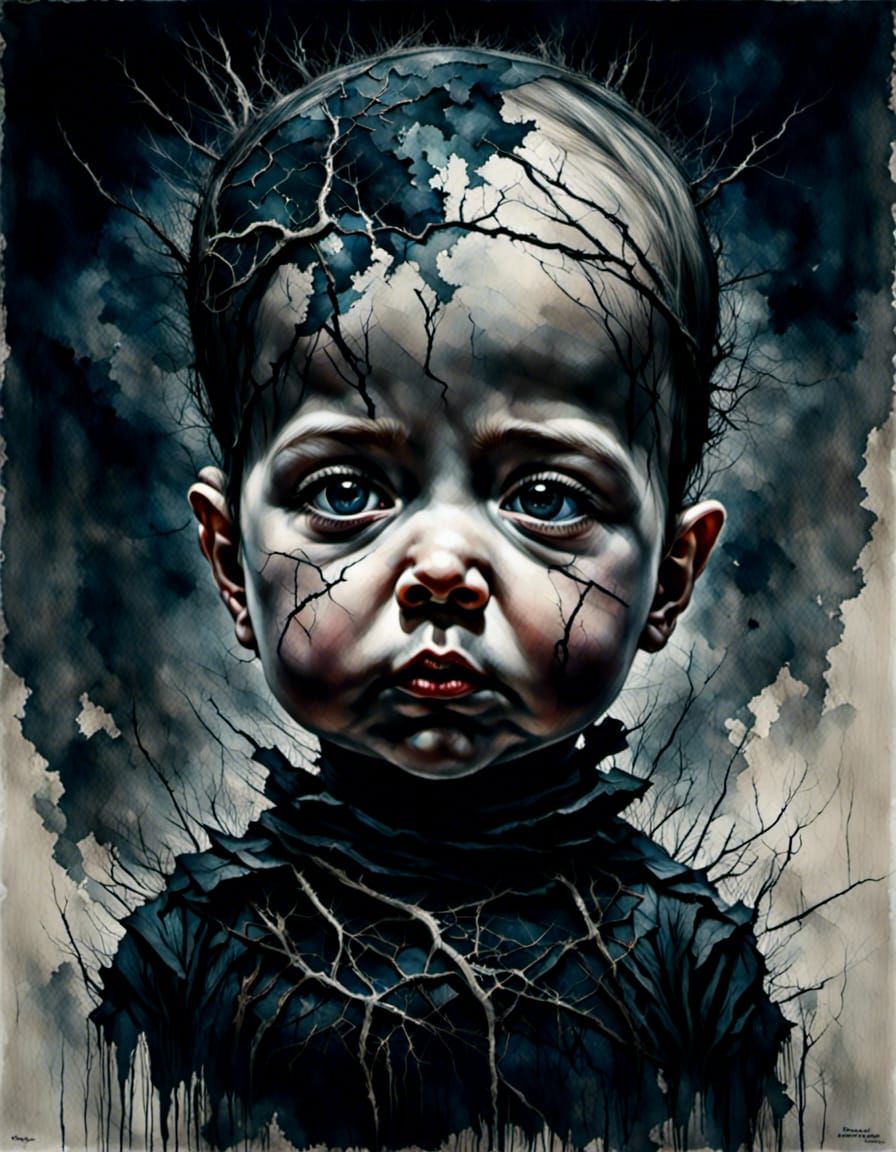Gothic Baby Portrait in Dark Style