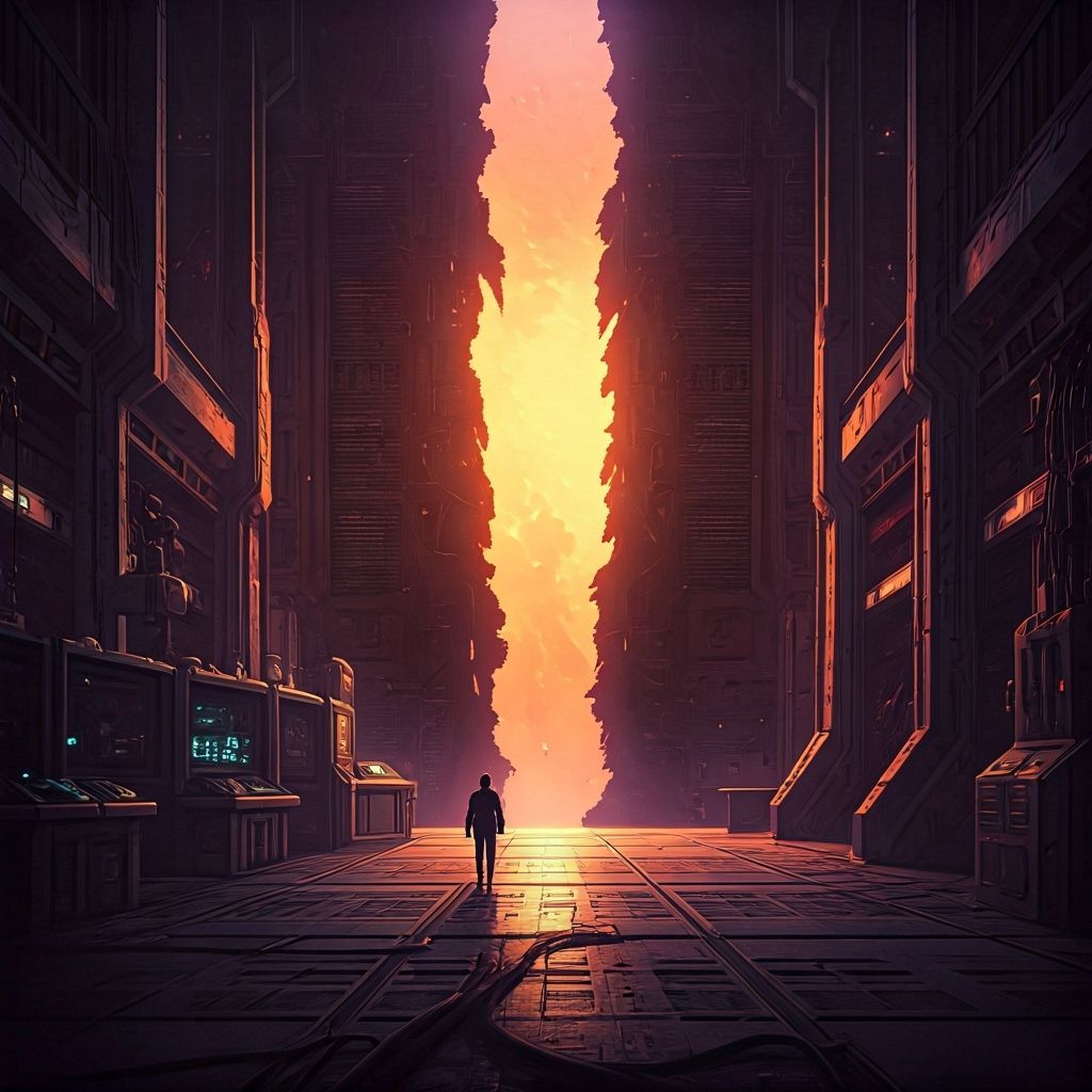 Rip in Reality Over Mystery Lab at Dusk