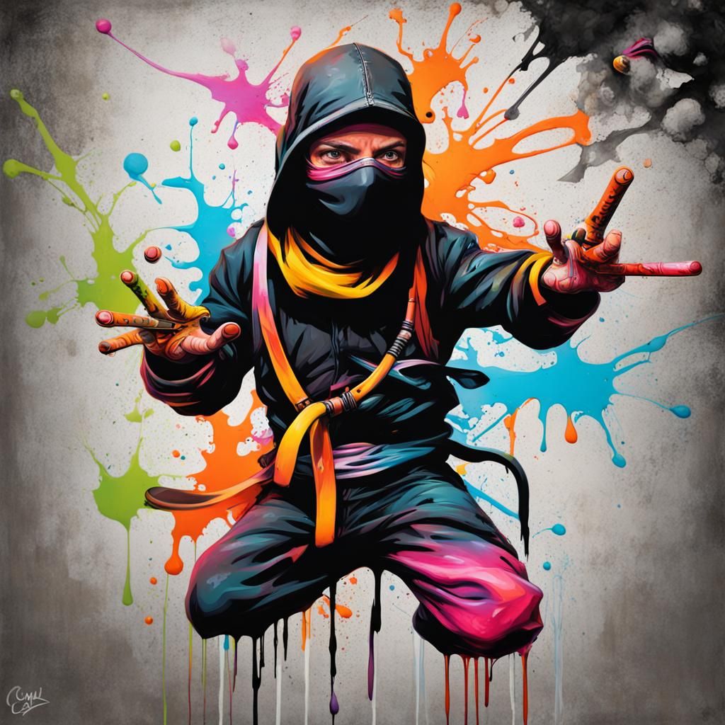 Coqui Ninja in Graffiti Splash Art Style