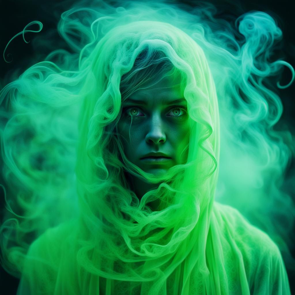 Nightmarish Portrait in Fluorescent Mist