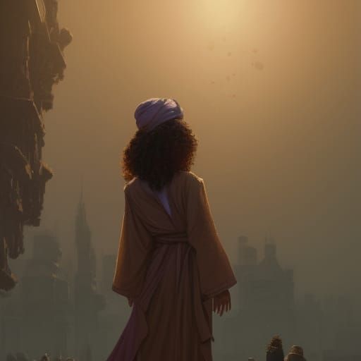 Girl and Man in Robe, Art Nouveau Style