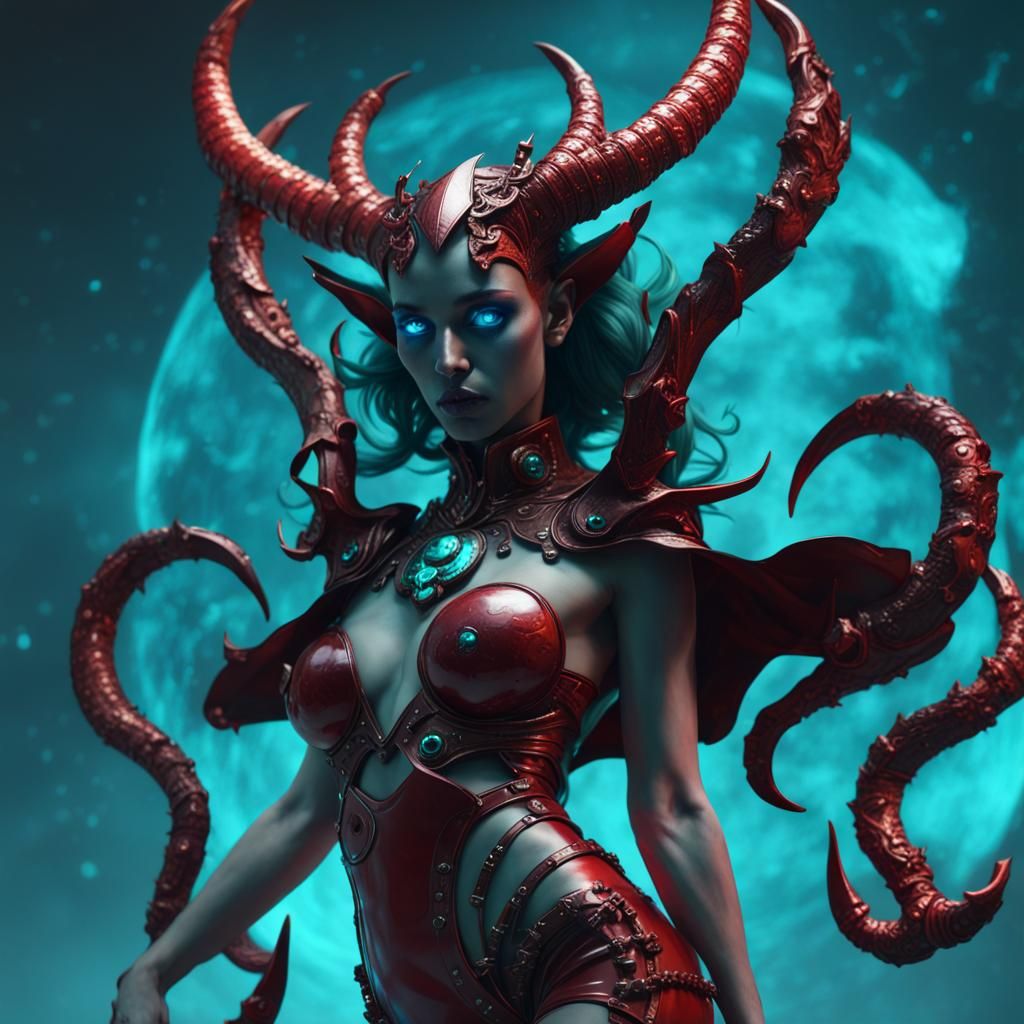 Goddess of Universe in Vermillion and Cyan