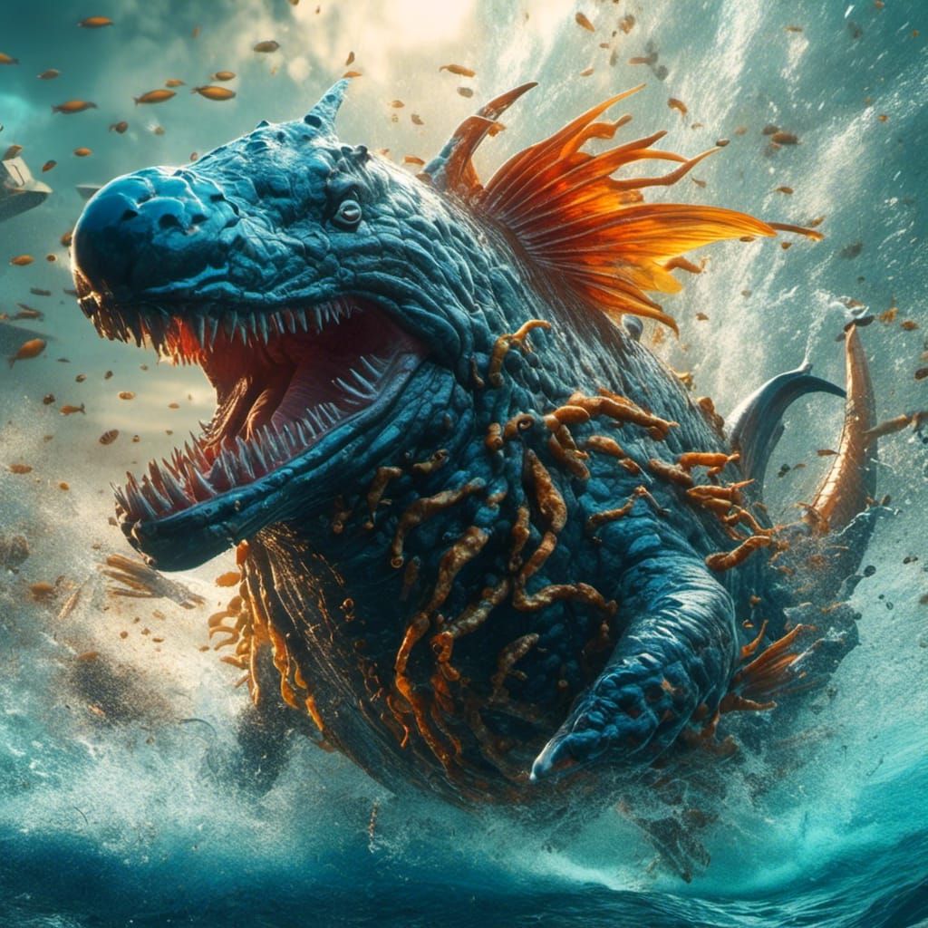 Dramatic Underwater Portrait in Splash Art Style