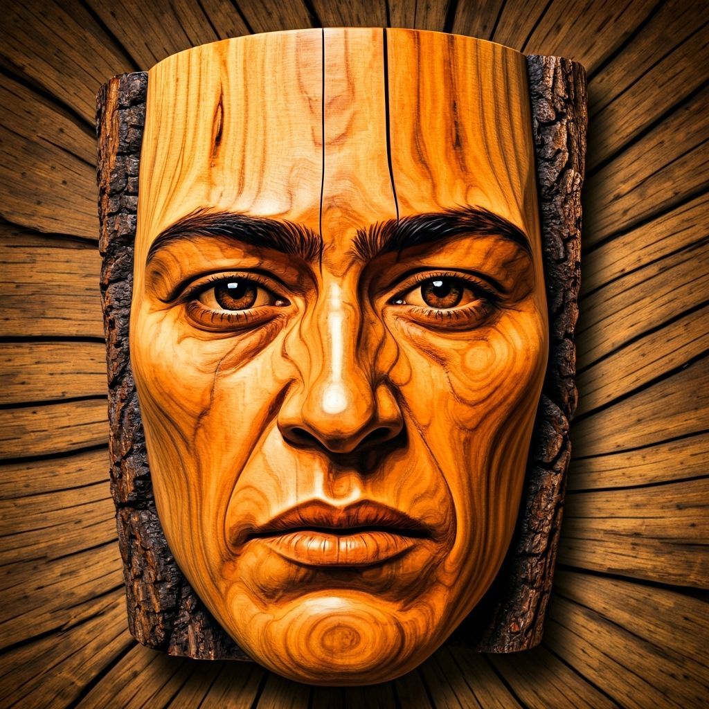 Emotional Faces Carved in Wood