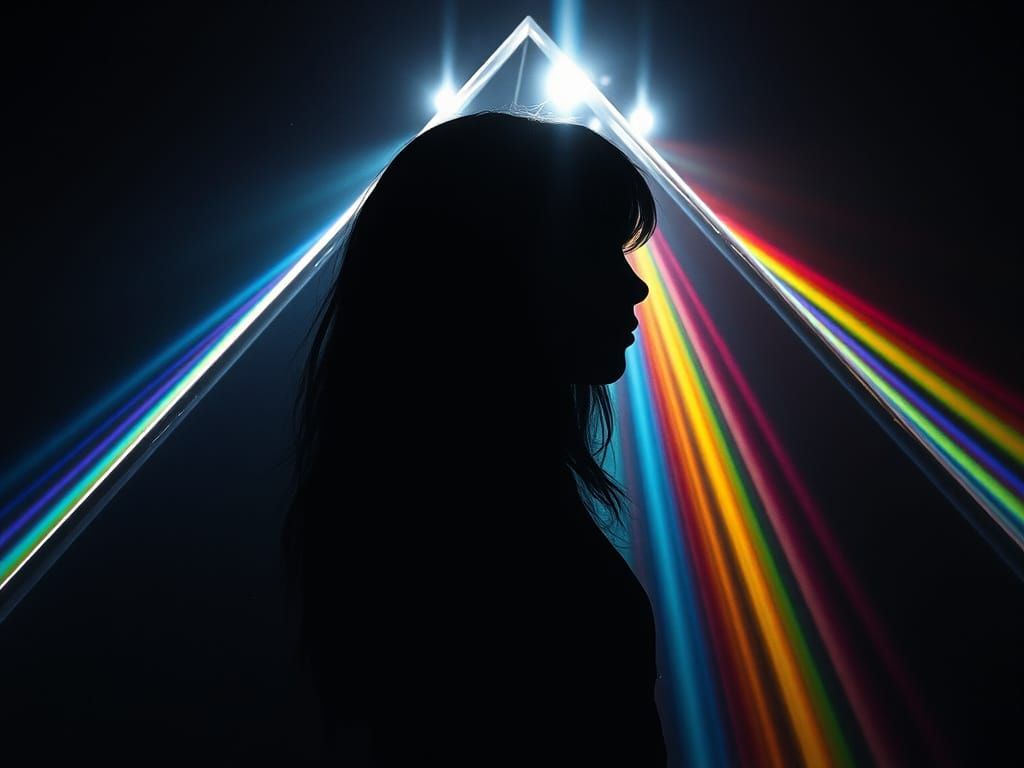 Prism Rainbow Light Refraction in Digital Art Style