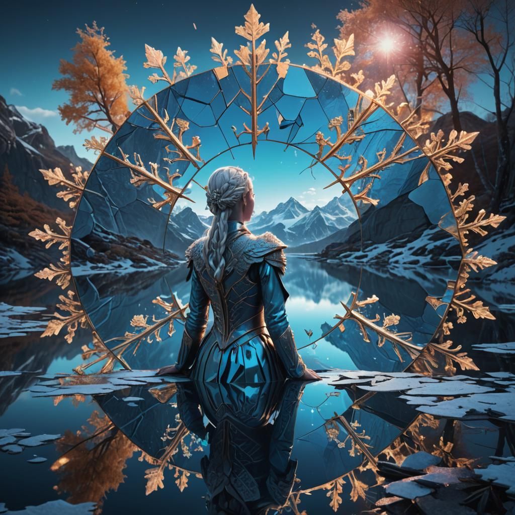 Neon Lake Goddess in Hyperreal Fantasy Style