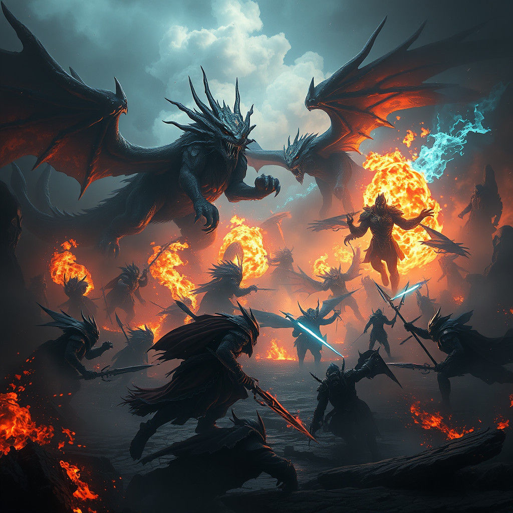 Mythical Warriors Clash in a Ravaged Realm
