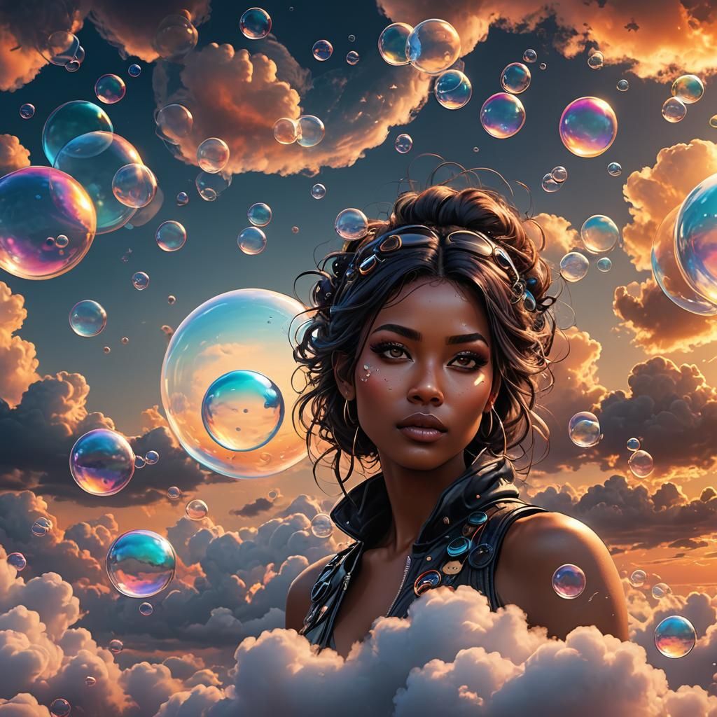 Biopunk Animal Bubbles Fly at Sunset