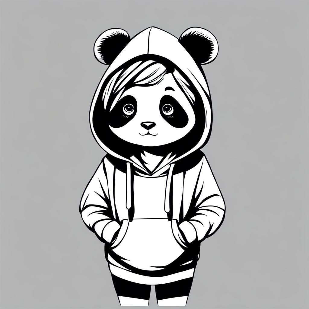 Panda Hoodie Girl Digital Art