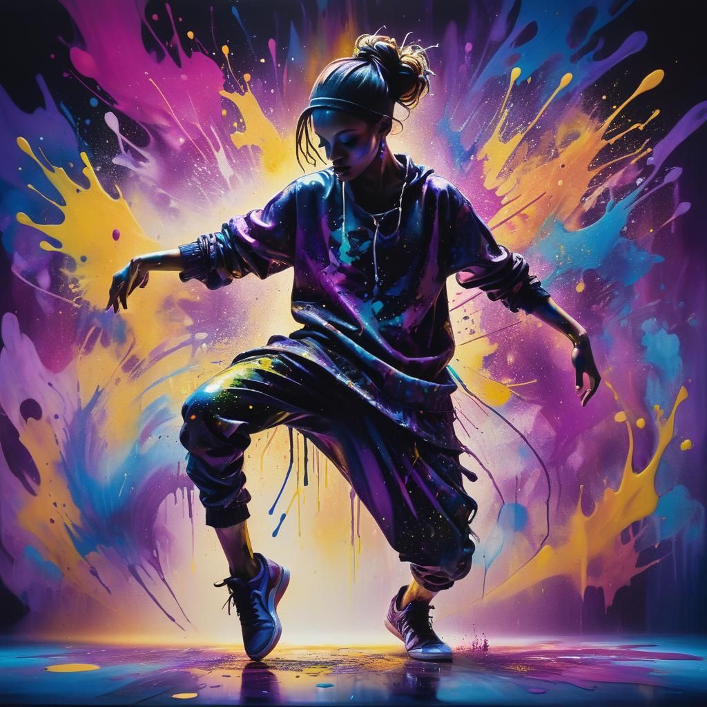 Ink Dancer in Surrealist Oil Painting