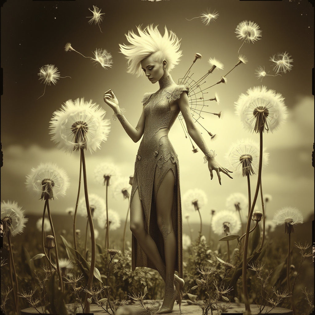 Mystical Figure in Surrealist Art Deco Landscape