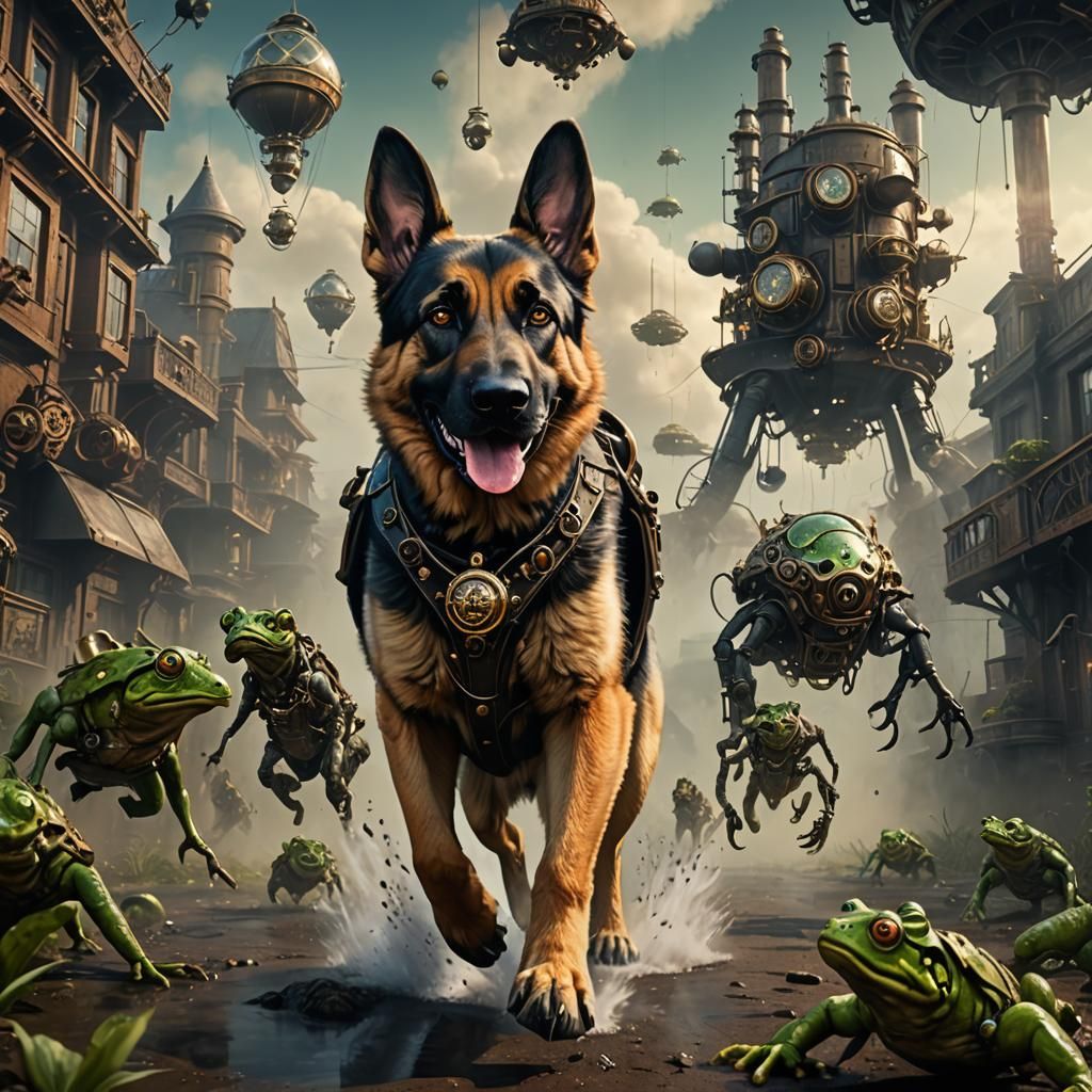 German Shepherd in Steampunk Universe