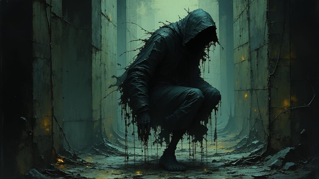 Terrifying Creature Lurking in Darkness, Dark Fantasy Style