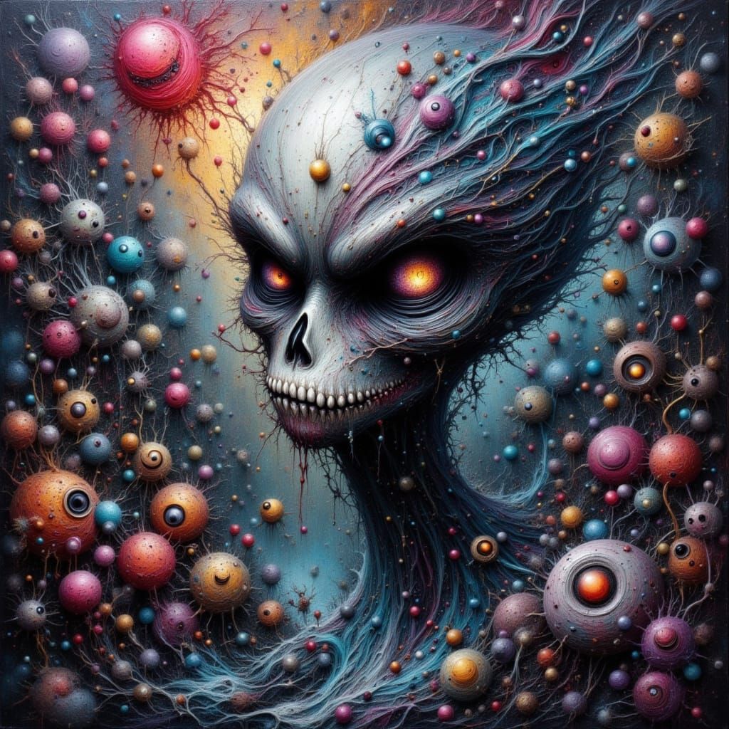 Futuristic Filigree Bunny in a Psychedelic Dreamscape