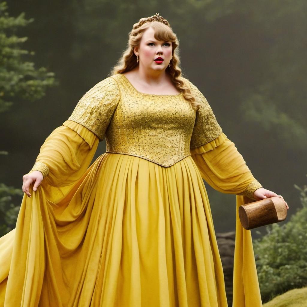 Taylor Swift as Brunhilde in Medieval Yellow Gown