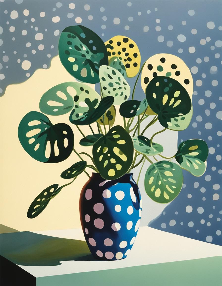 Polkadot Plant in Gouache with Volumetric Lighting