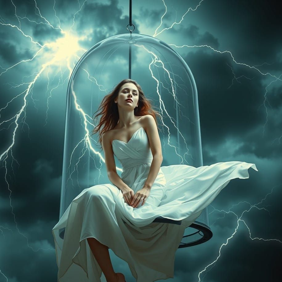 Surreal Woman in Electrifying Dream Scene