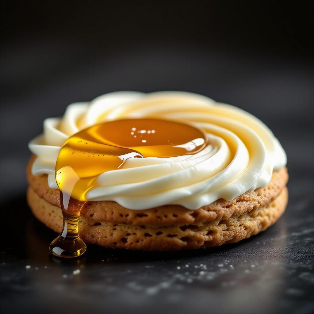 Macro Photo of Honey Glazed Gingerbread Cookie with Royal Ic...