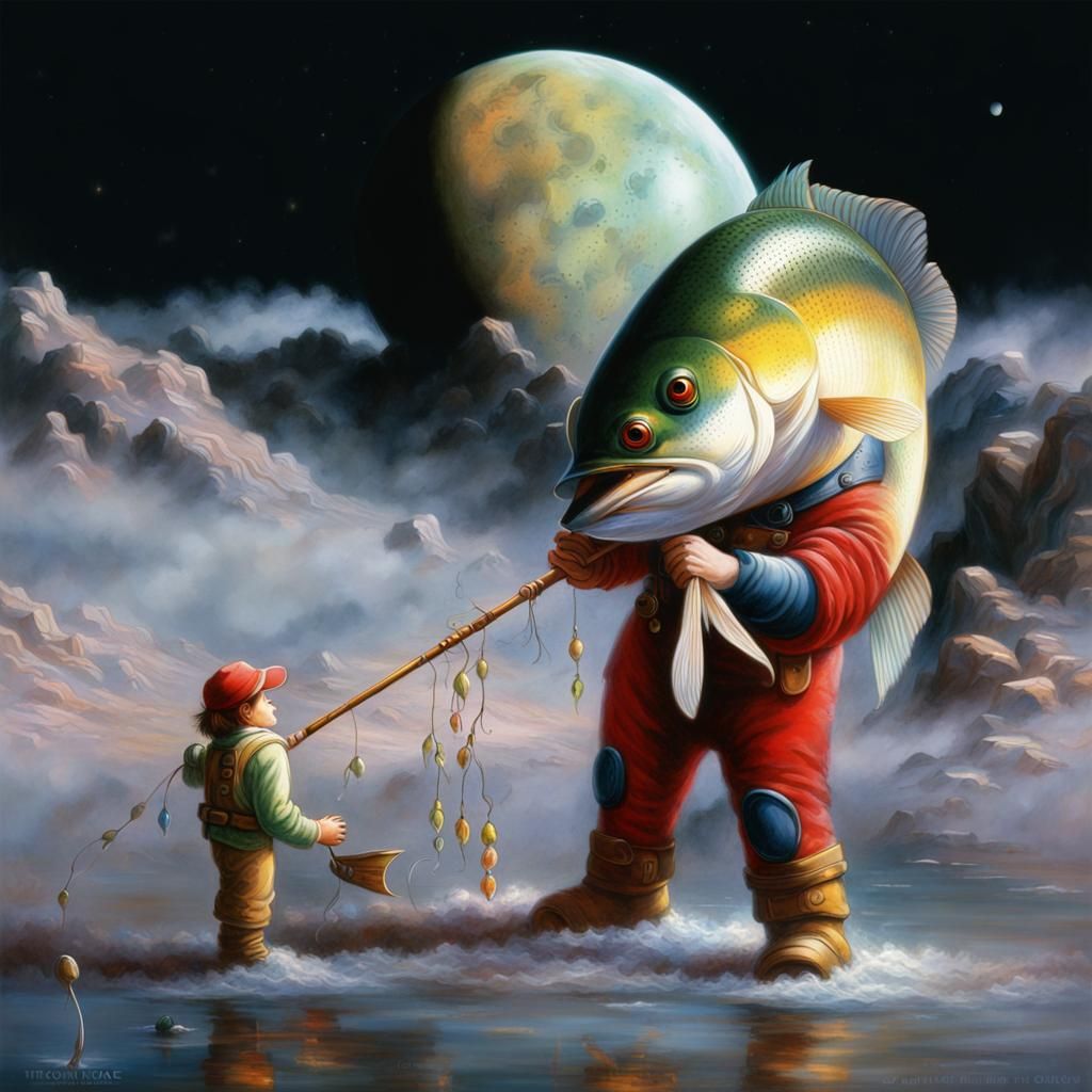 Martian Fishing Expedition: Ethereal Fantasy Art