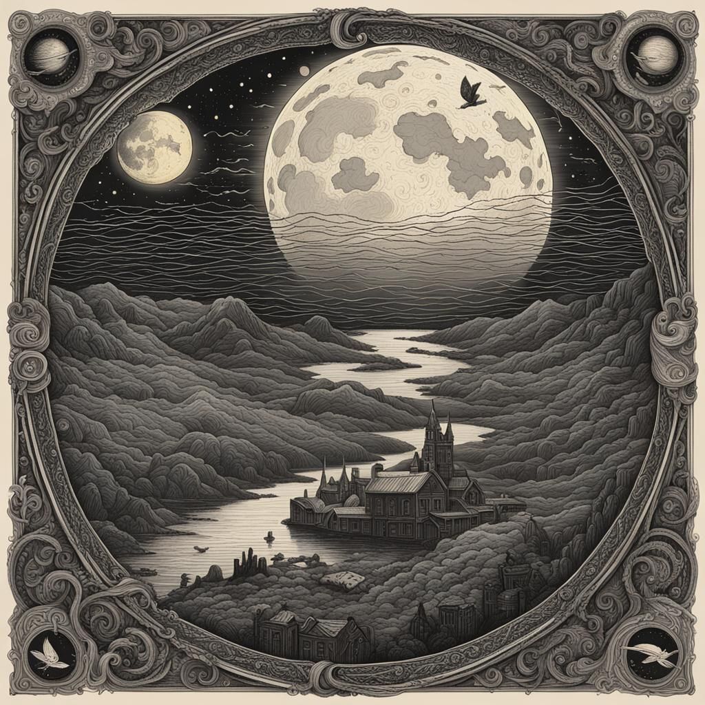 Ethereal Moon Flight Inspired by Edgar Allan Poe