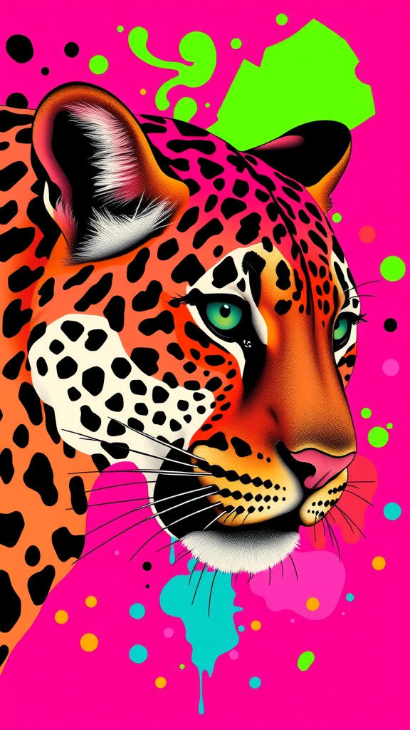 Abstract Leopard Print with Vibrant Colors and Shapes
