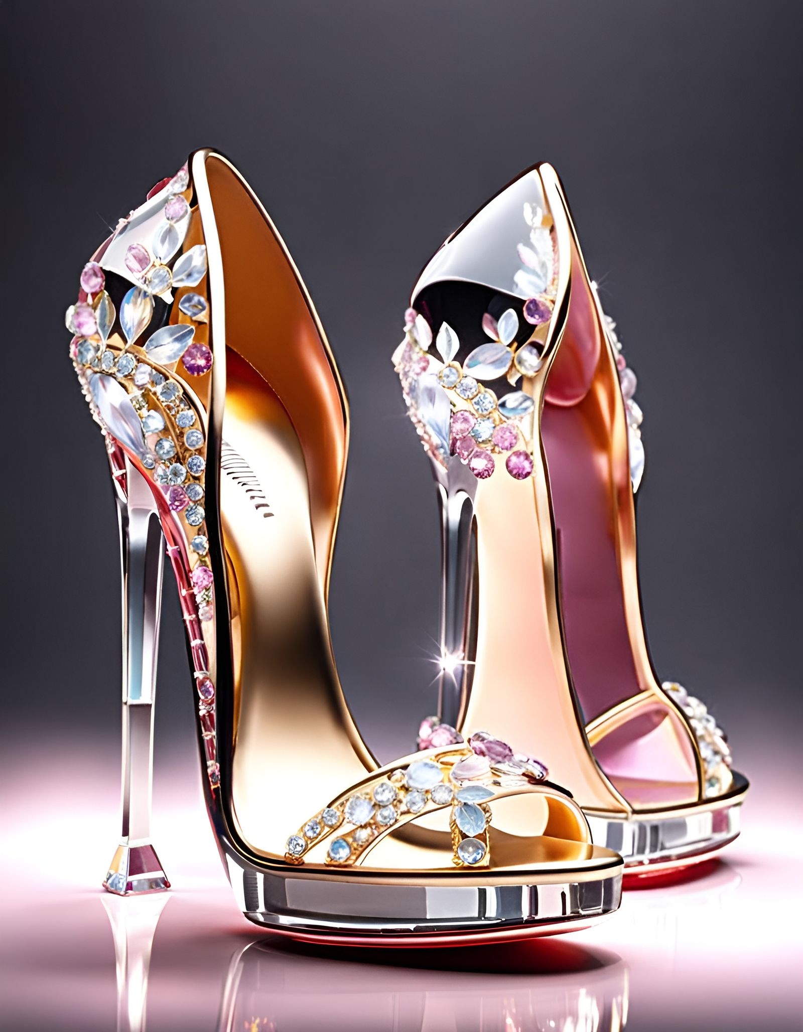 Elegant Crystal High-Heeled Shoes with Advanced Lighting