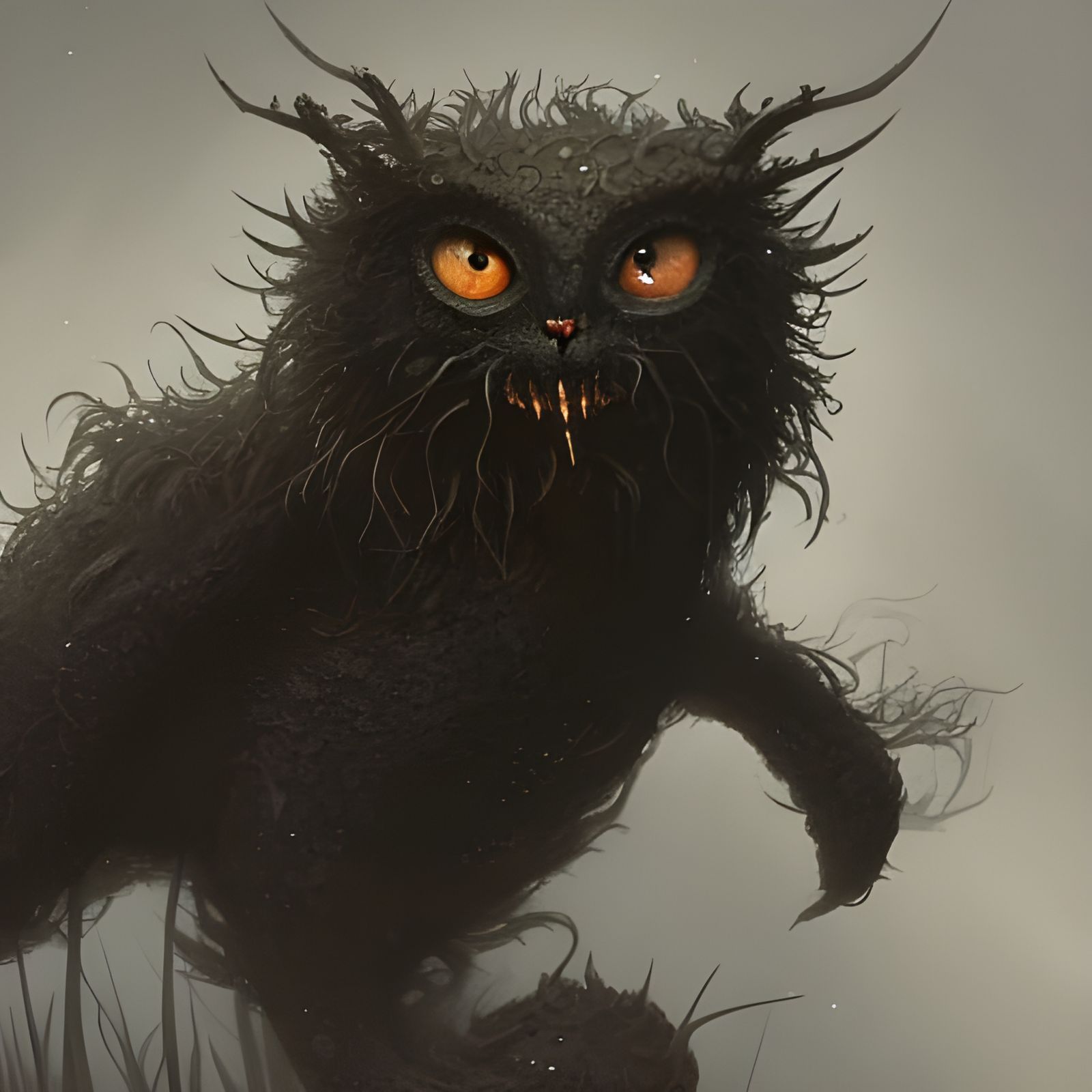 Fluffy Horror Creature in Dark Fantasy Style