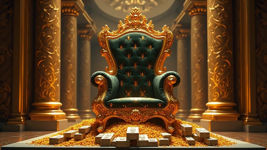 Opulent Throne Room with Golden Baroque Details