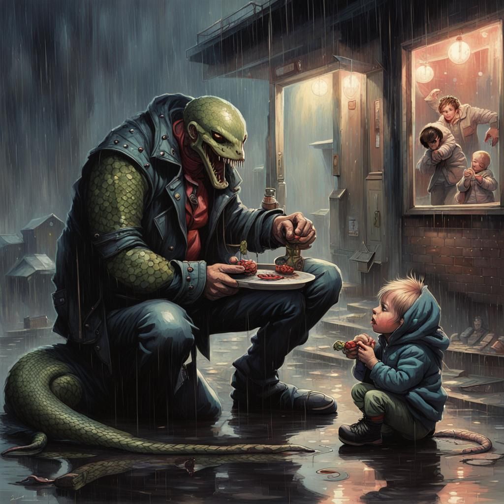 Sinister Stitched Snakeman Scene