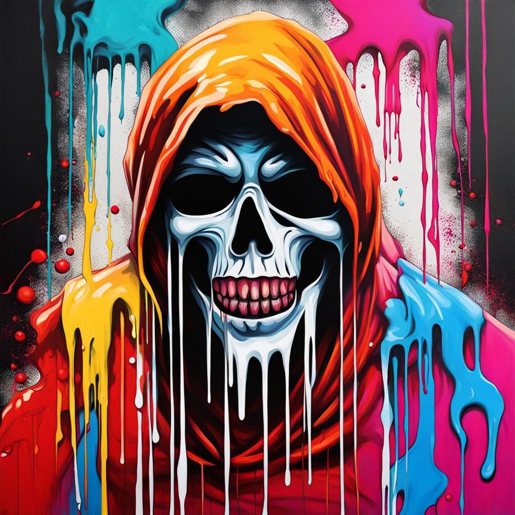 Ghostface Graffiti Art with Butcher Knife
