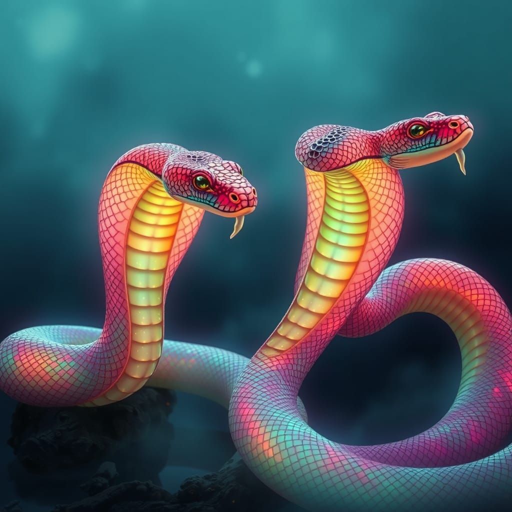 Enchanting Glowing Snakes in a Dreamy Style