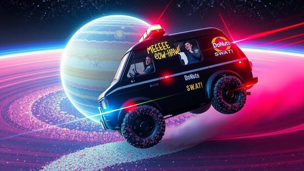 Epic Cyberpunk Cat Face with Psychedelic Background