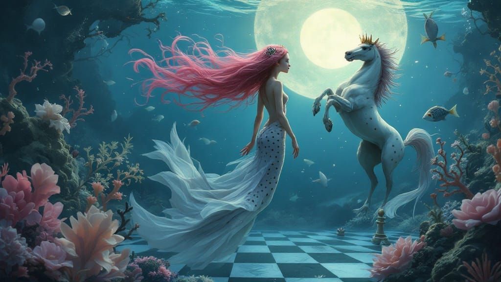 Ethereal Mermaid in Underwater Dreamscape, Burton Style