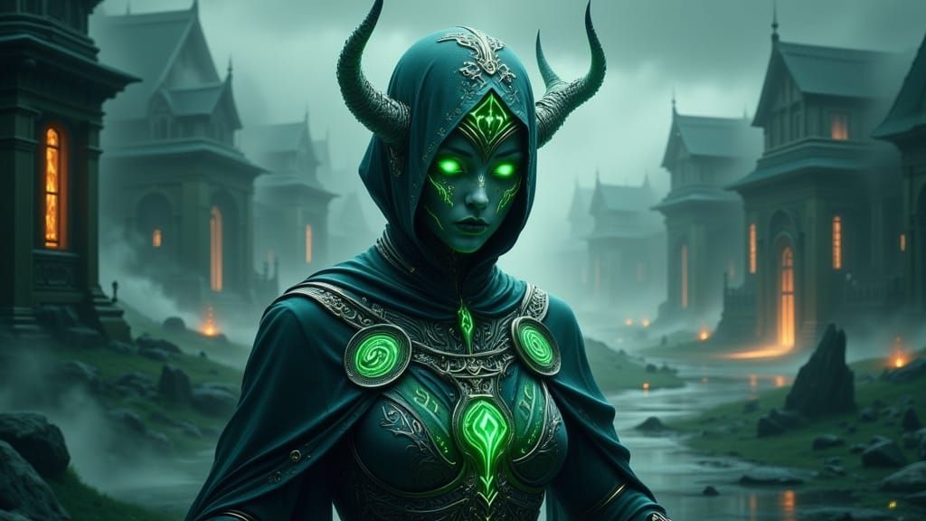 Dark Sorceress Embodies Arcane Chaos in the Village