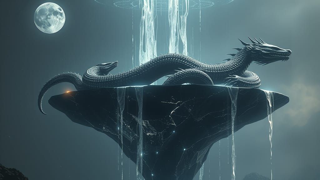 Biomechanical Serpent Emerges from Obsidian Island in Cyberp...