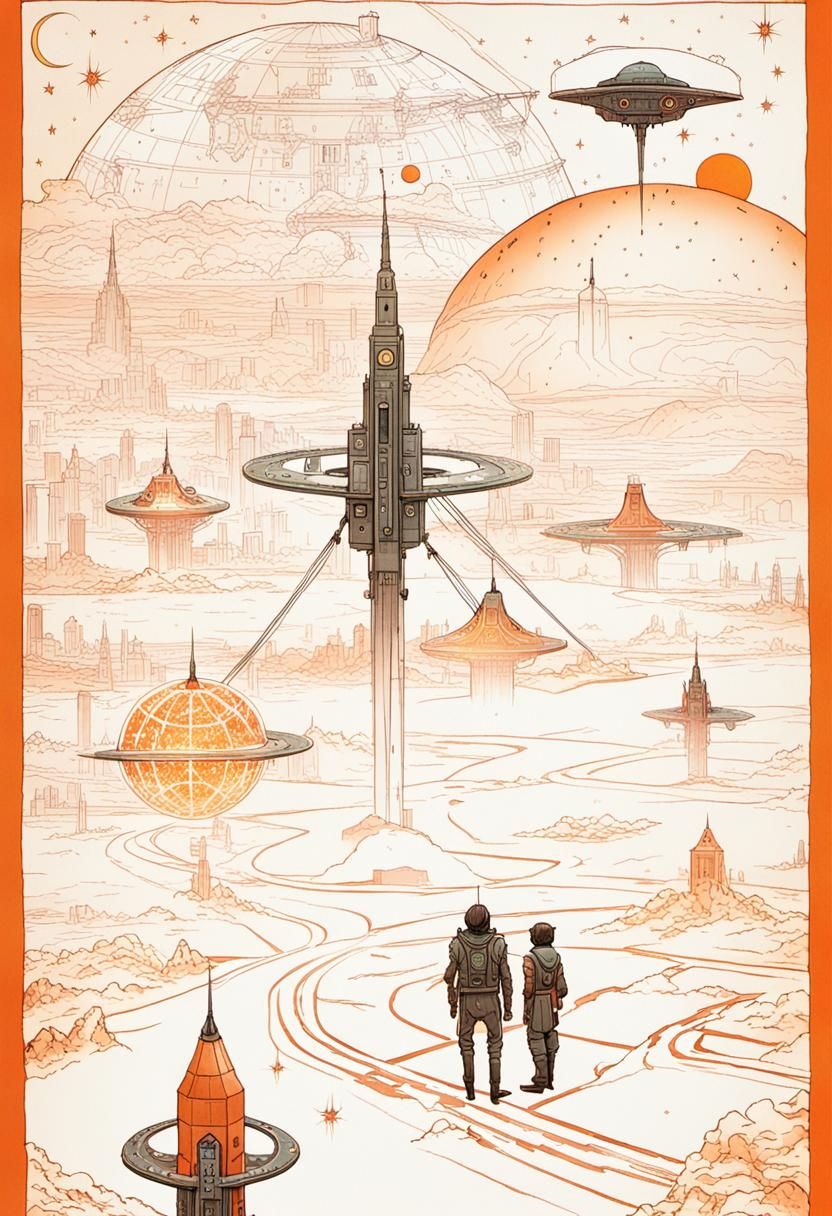 Marsport Outskirts: Ancient Ruins and Future Tech