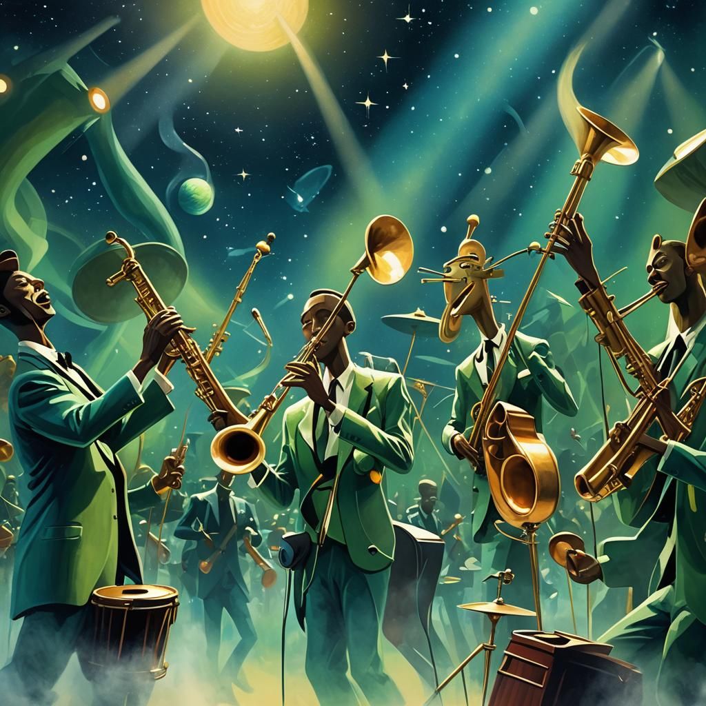 Alien Jazz Concert in Sci-Fi 3D Style