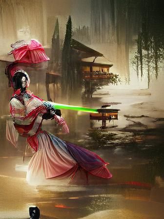 Geisha with Lightsaber in Star Wars Concept Art