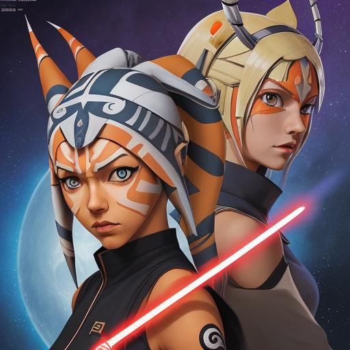 Ahsoka Tano as Naruto in Anime Style