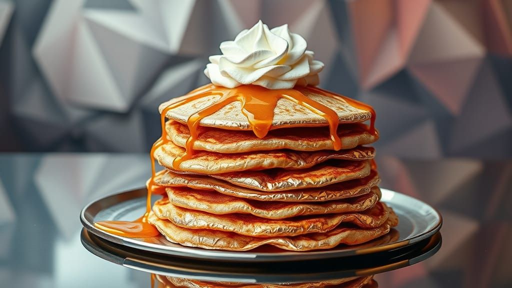 Metallic Pancakes with Golden Syrup, Origami Papercraft