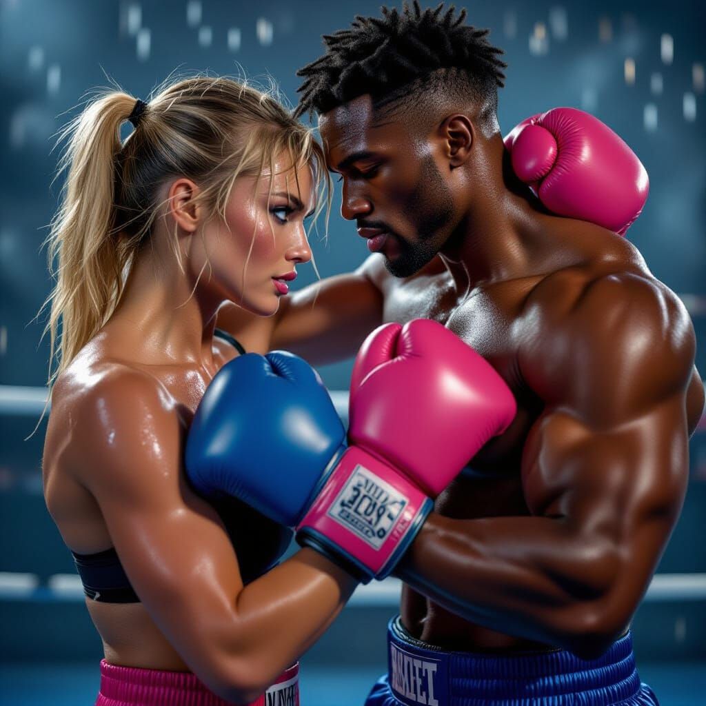 Surreal Portrait of Boxing Couple in Dramatic Light
