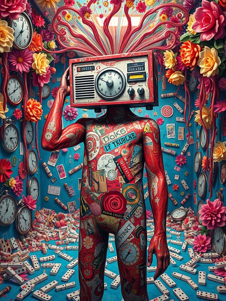 Surreal Radio Head in a World of Melting Clocks and Colors