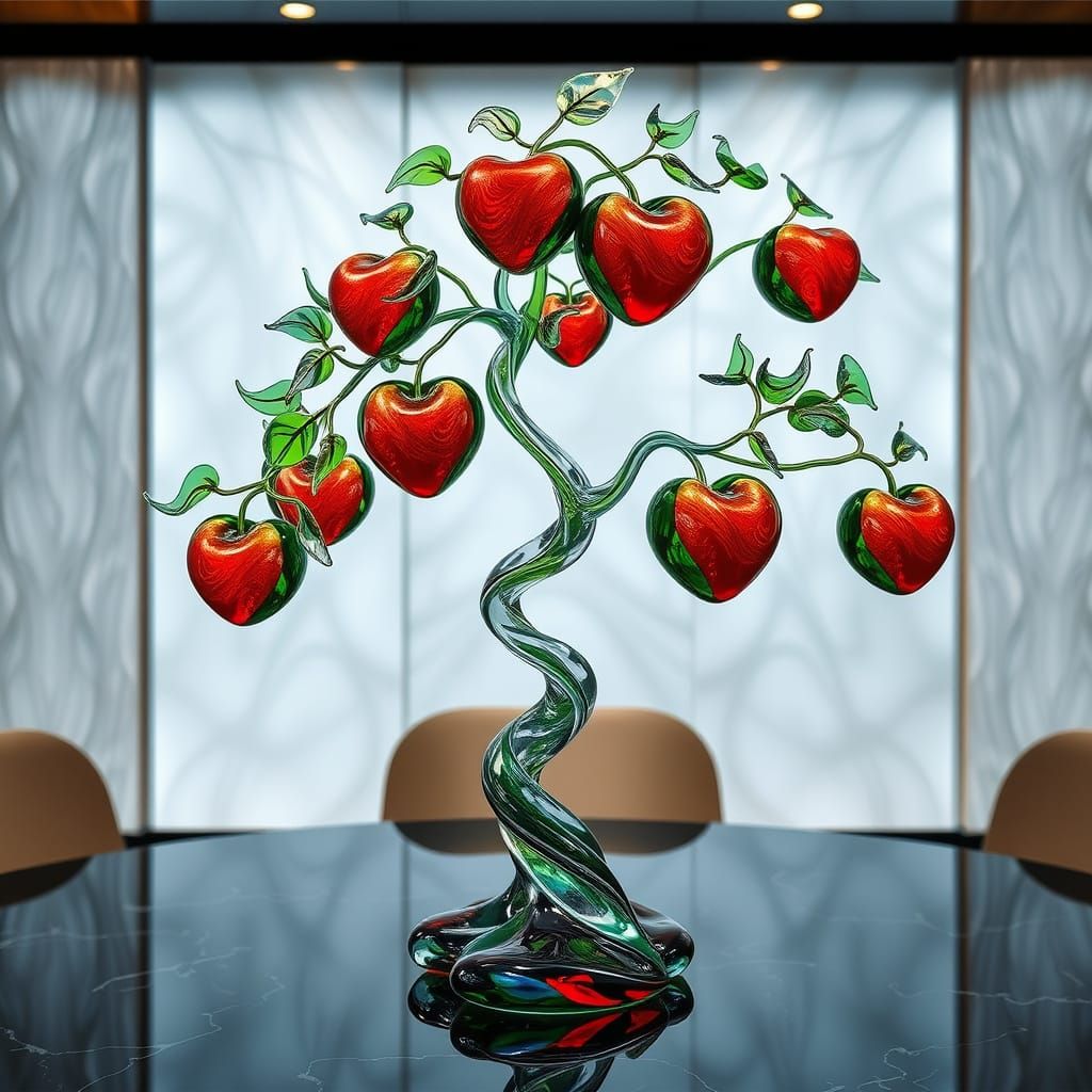 Elegant Glass Apple Tree in Luxurious Interior Setting