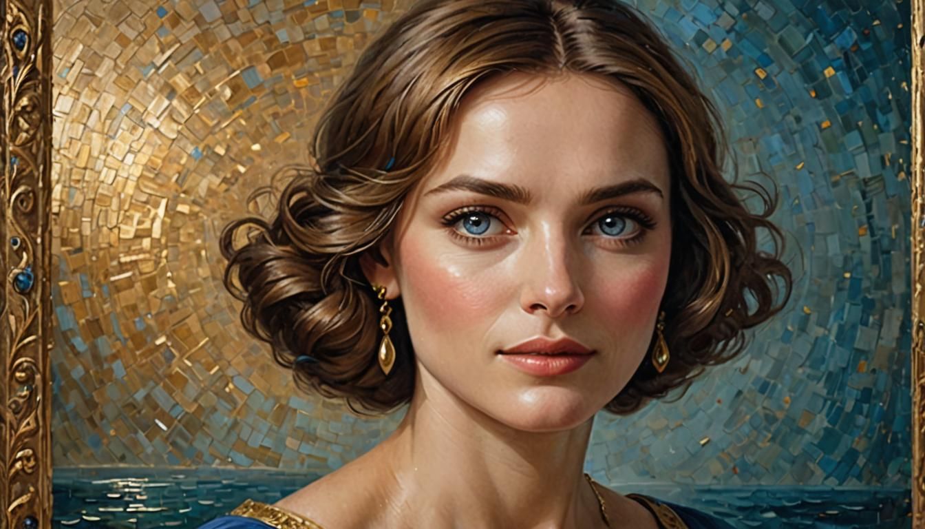 Beautiful Woman with Blue Eyes in Tuscany