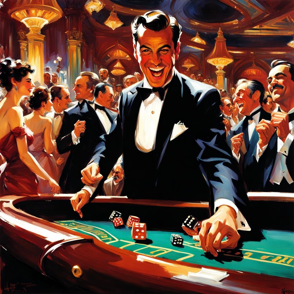 Casino Dice Thrower in Dark Academia Style